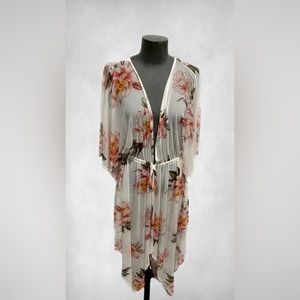 Cream white Floral Duster size Large